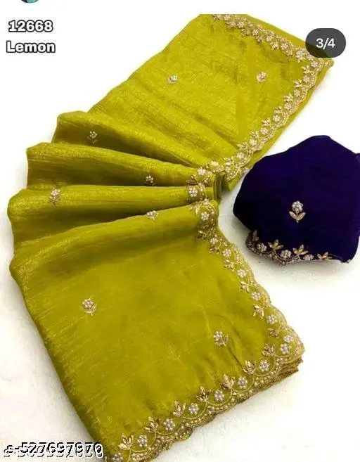 Soft Handwork Saree with Moti Work - Image 2