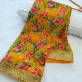 Sunny Blooms Georgette Saree