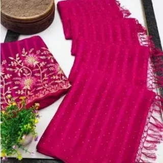 0yiha_1024.webp Bollywood Chiffon Saree with Blouse Piece