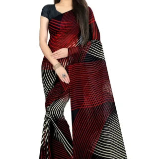 15789_1024.webp Anand Black Printed Striped Georgette Saree