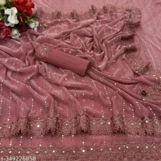 Shimmering Mirror & Diamond Lace Saree