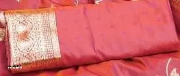 Orange Silk Saree: Heavy Tussales Design - Image 4