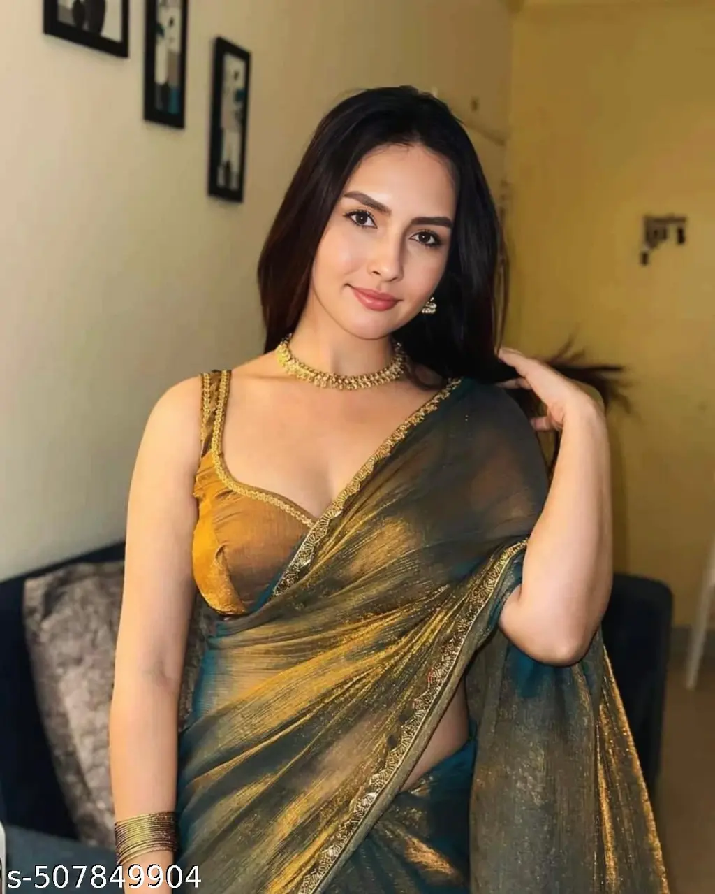 Sanam Teal Saree: Elegant Indian Tradition - Image 2