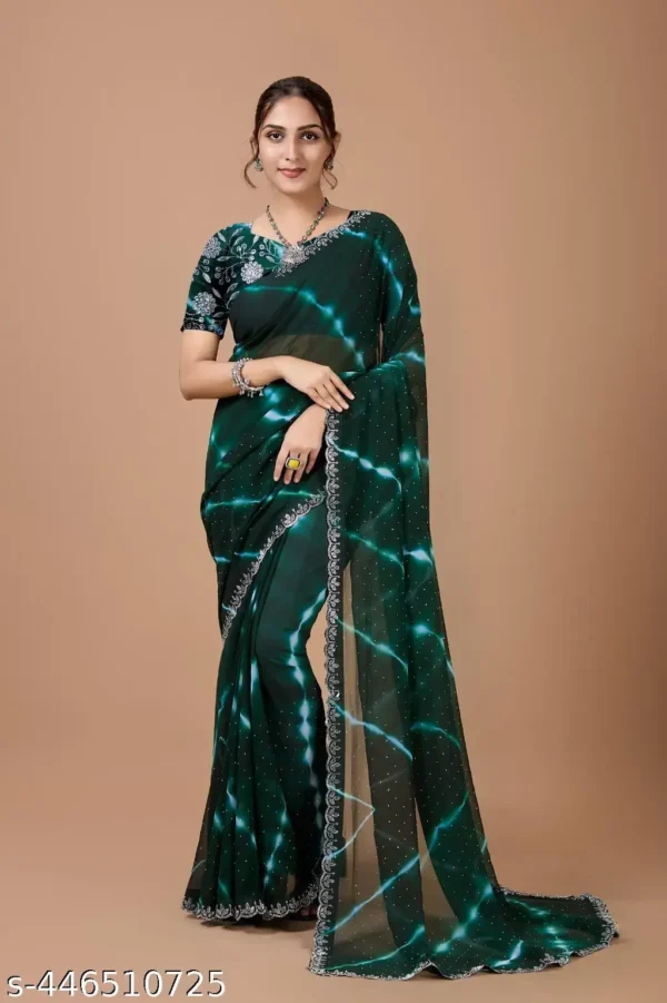 Georgette Swarovski Diamond Party Festive Saree