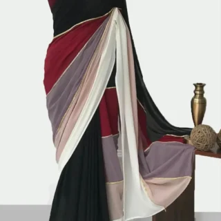 Georgette Patta Saree: Premium HandStitched Elegance