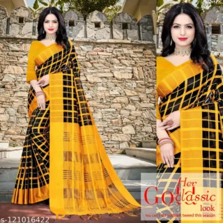 Black Cotton Silk Jacquard Saree with Tassels