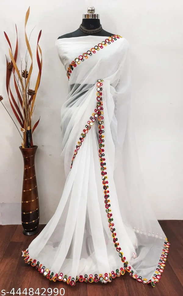 Elegant Georgette Cut Work Saree
