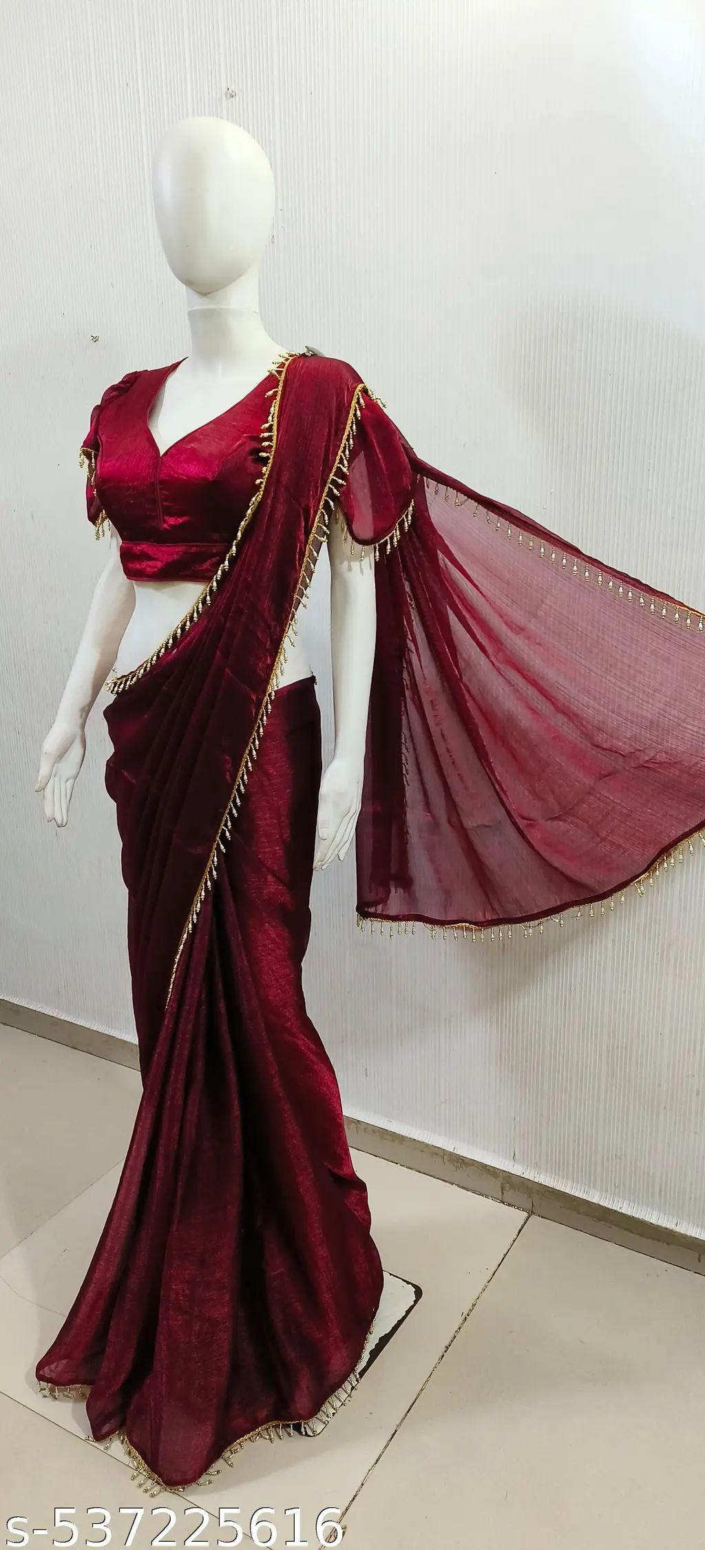 Trendy Party Saree & Stitched Blouse - Image 4