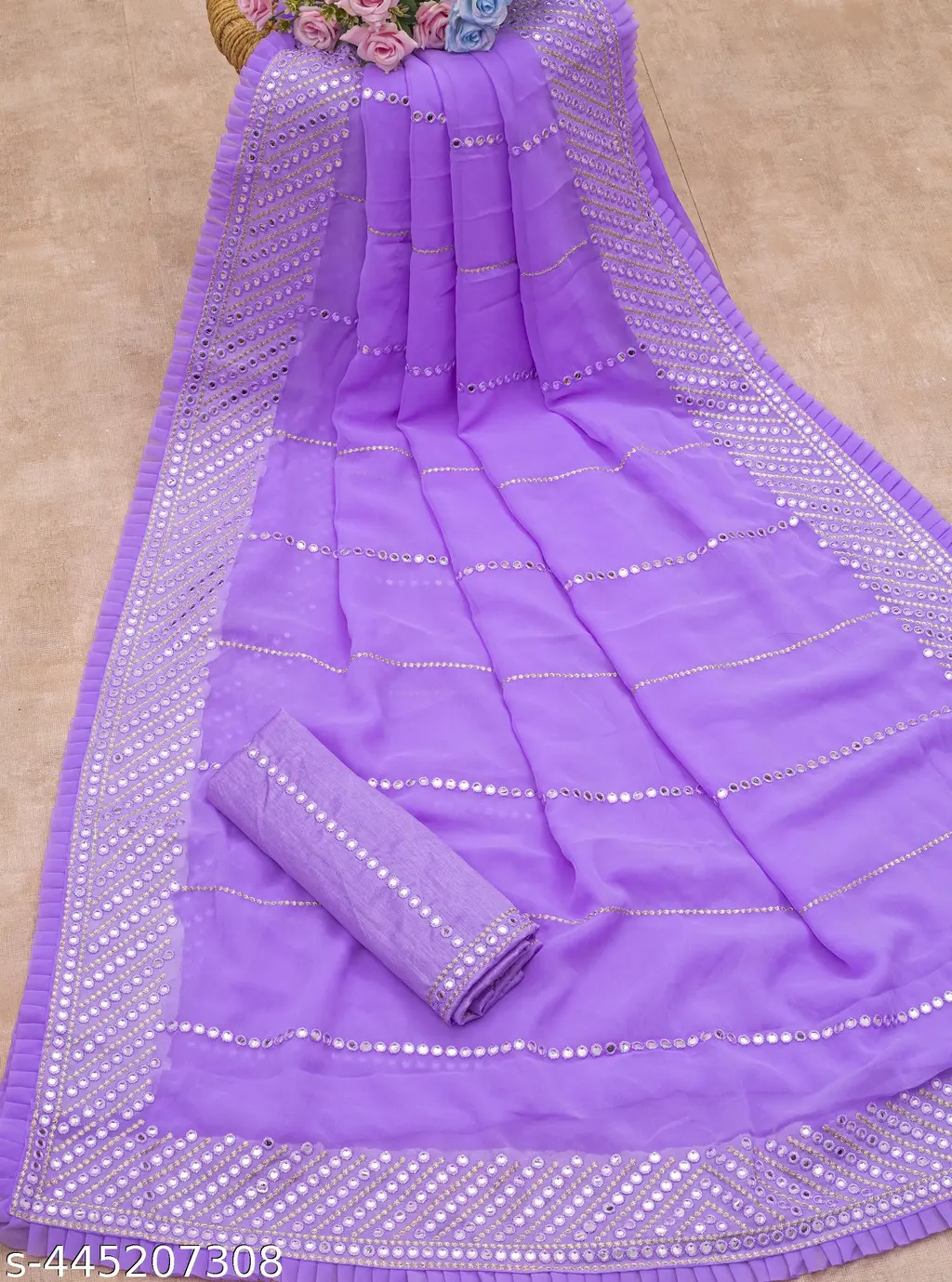 Embroidered Georgette Saree: Sequined Elegance - Image 3