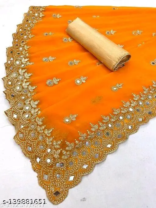 Cutwork Mirror Saree: Exquisite Reflection - Image 4