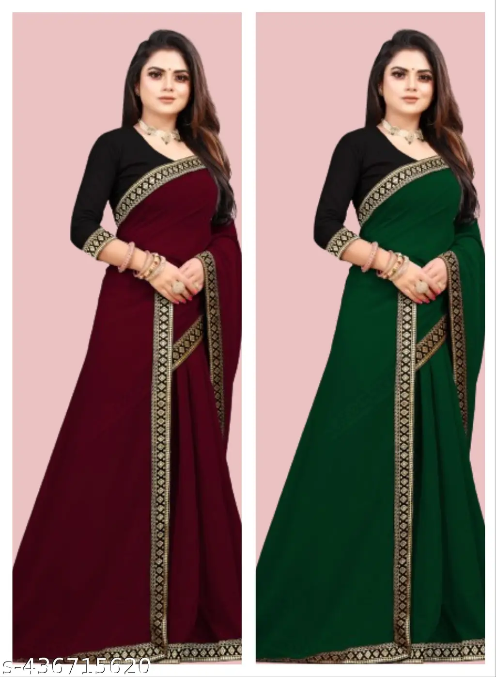Maharani Lace Saree: Square Border (Pack of 2) - Image 2