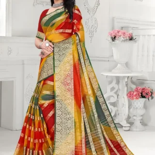 Fancy MultiColor Organza Saree