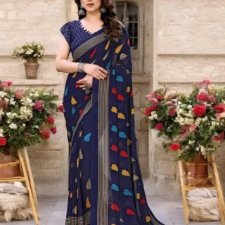 Bollywood Blue Floral Georgette Saree
