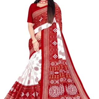 2nmr7_1024.webp White & Red Sambalpuri Cotton Saree