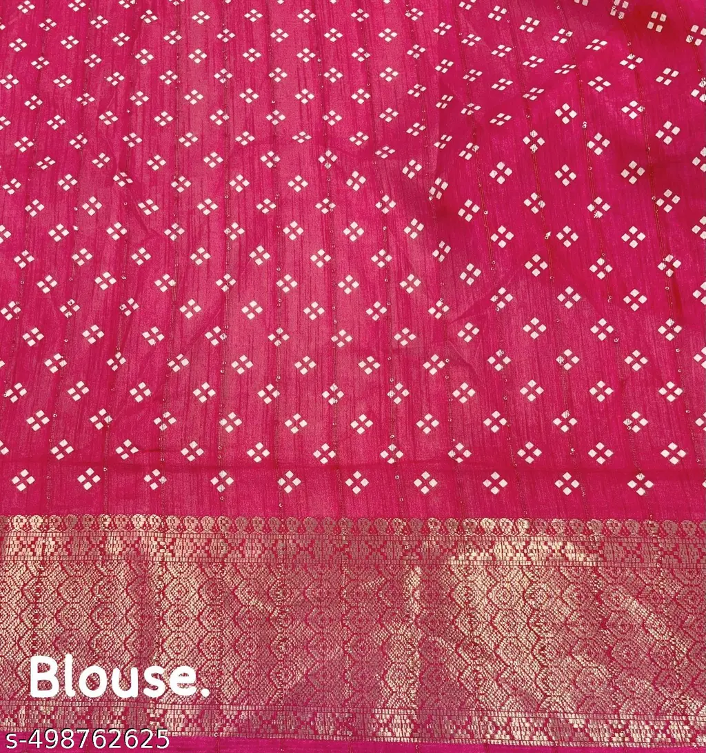 Pink Batik Sequence Saree - Image 3