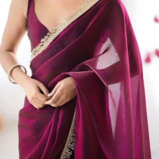 Dark Lace Border Satin Silk Saree