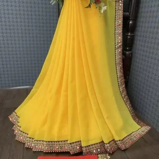 Georgette Mirror Lace Saree: Elegant Drape