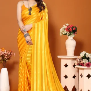 Festive Satin Saree: Lustrous Drape of Joy
