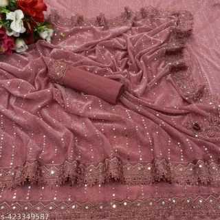 Shimmering Mirror & Diamond Saree