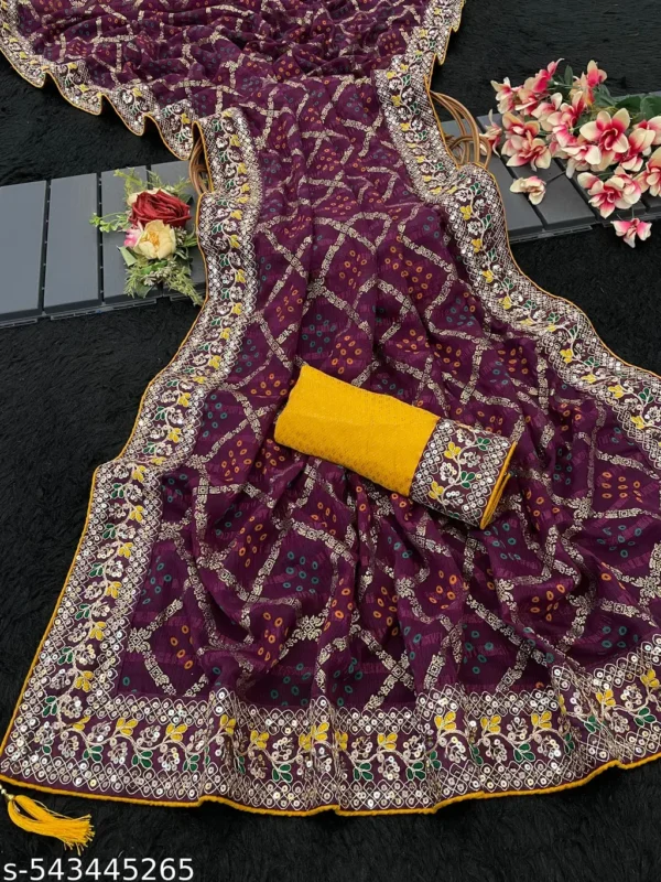 Foiled Bandhani Saree: Haldi Special