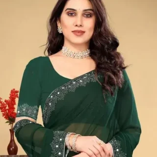 Diamond Georgette Handloom Saree with Blouse