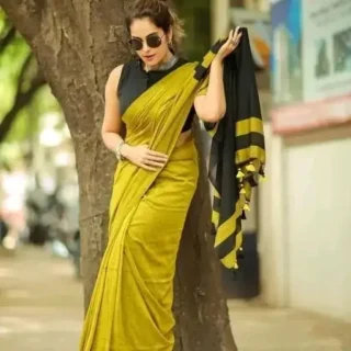 D Milaans Khadi: Plain Saree Elegance