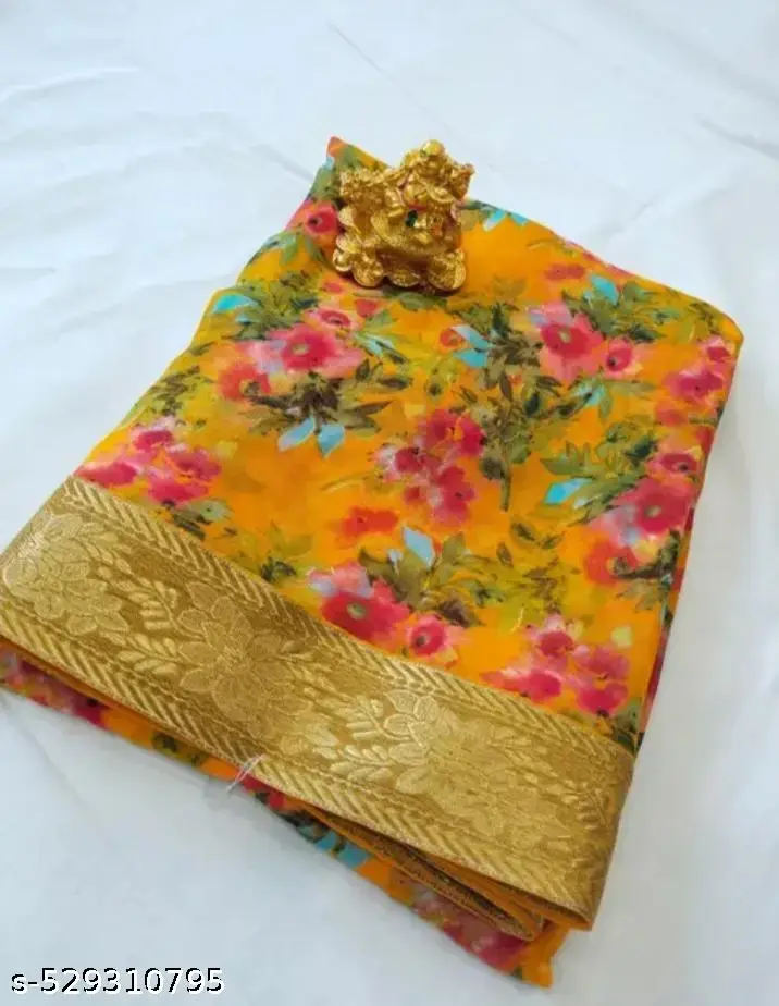Sunny Blooms Georgette Saree - Image 2