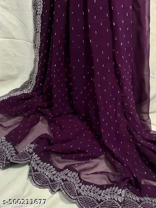 Elegant Stone Work Saree - Image 3