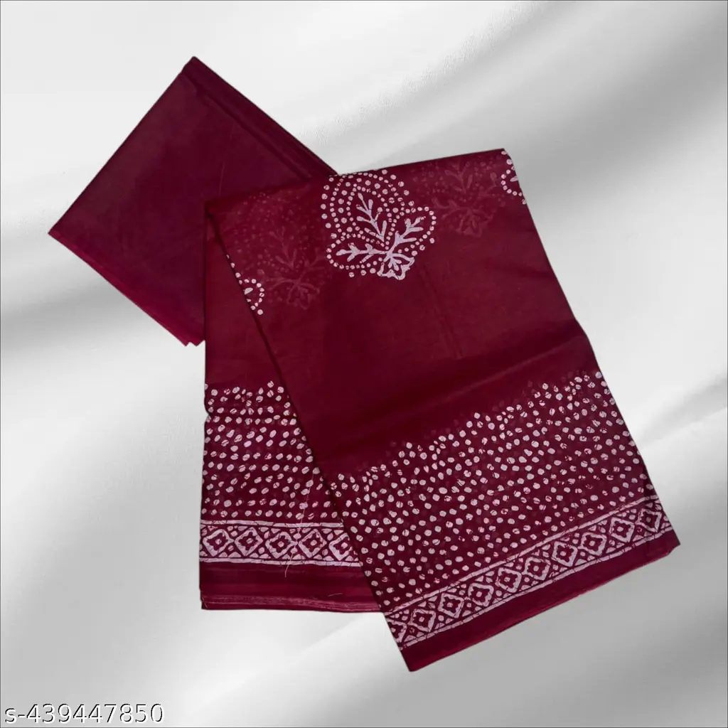 Ethnic Cotton Saree with Blouse Piece - Image 4
