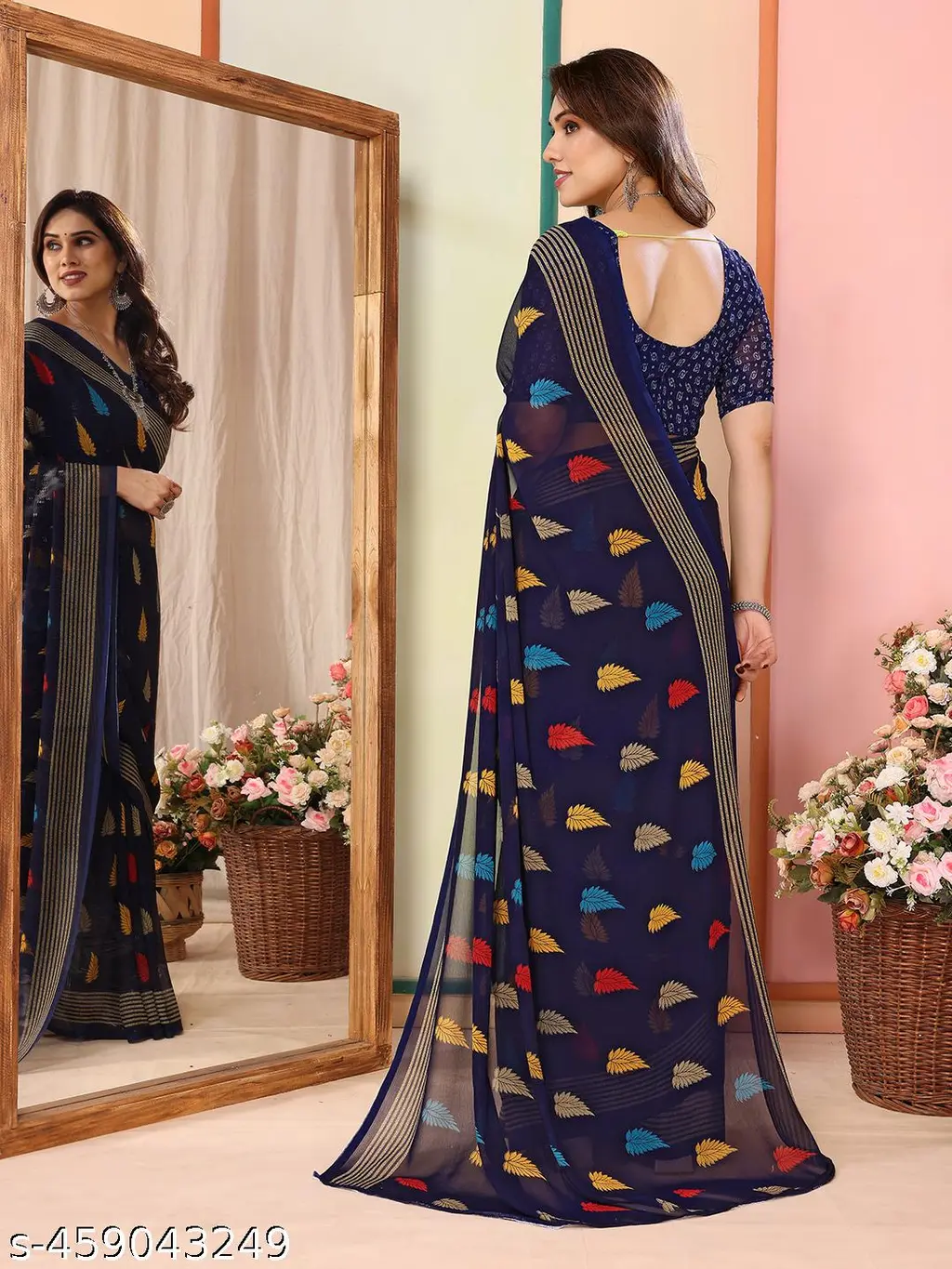 Everyday Elegance: Printed Georgette Saree - Image 4