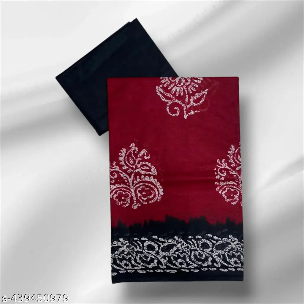 Ethnic Cotton Saree: Jaipuri Print - Image 3