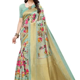 Elegant Floral Art Silk Saree