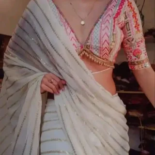Blooming Embroidery & Kacchi Work Saree