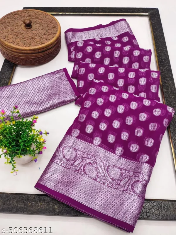 Vaniya Viscose Georgette Embroidery Saree (Wine)