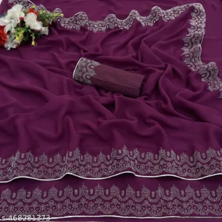 Hot Fix Georgette Party Saree