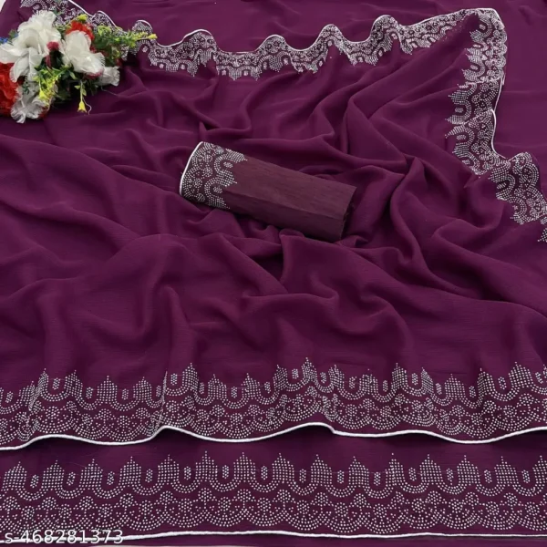 Hot Fix Georgette Party Saree