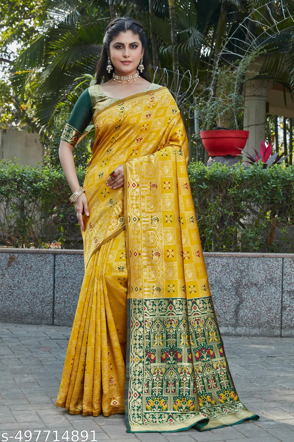 Cotton Silk Jacquard Saree & Blouse - Image 2