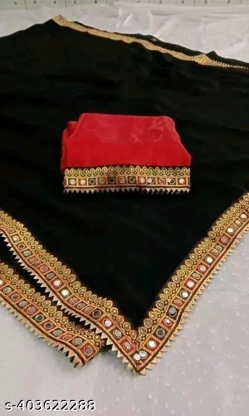 Red Georgette Party Saree with Blouse - Image 2
