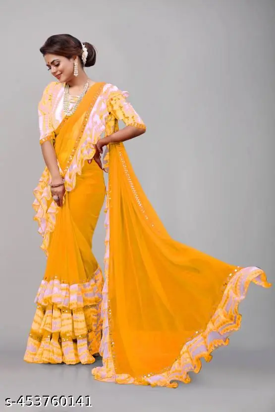 Ruffle Frill Saree Blouse Piece - Image 4