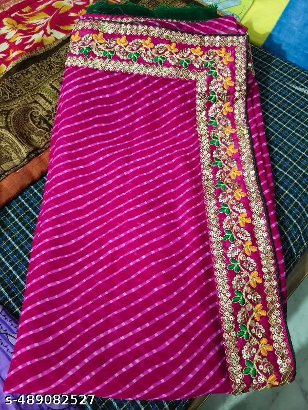 Embroidered Cotton & Sequin Designer Saree - Image 4