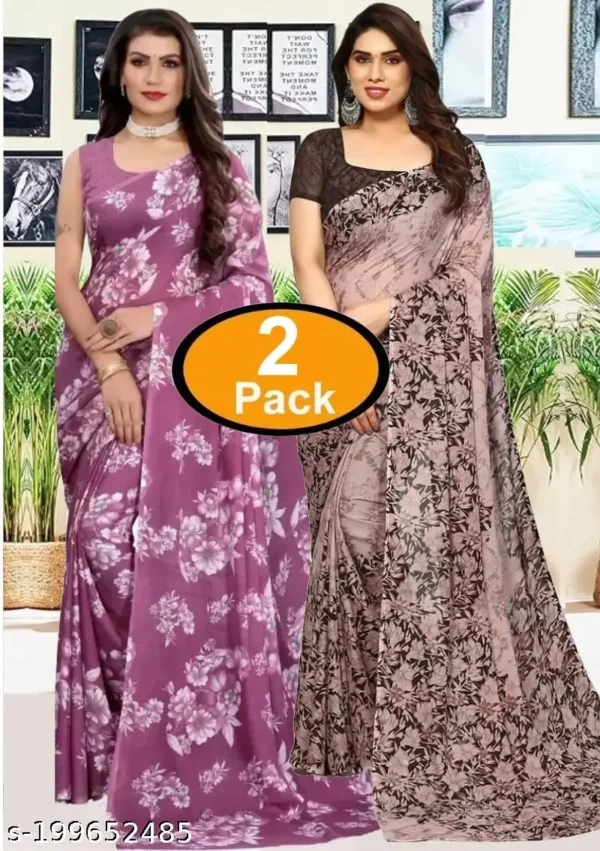 Georgette Printed Saree: New Arrival (Pack2)