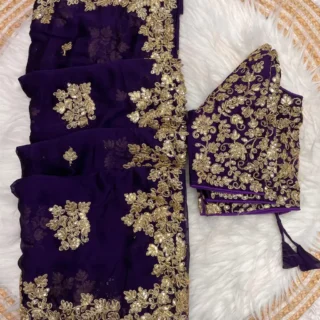 Zimmy Choo Satin Silk Sequence Saree