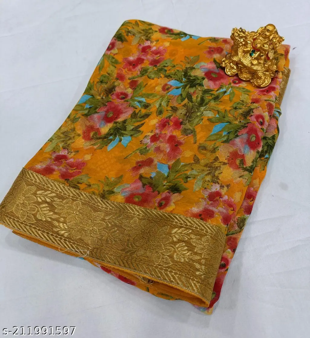 Flower Georgette Saree Border: New Design - Image 2