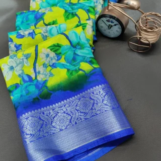 Digital Floral Dola Silk Saree