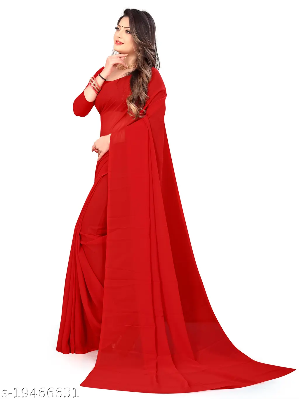 Georgette Red Saree Blouse Elegant Style - Image 4