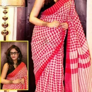 81hd5_1024.webp Checked Comfort: Cotton Saree