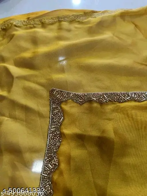 Beaded Lace Rangoli Silk Party Saree - Image 2