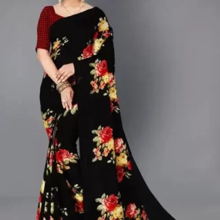 8ap22_1024.webp Floral Georgette Saree & Blouse Piece