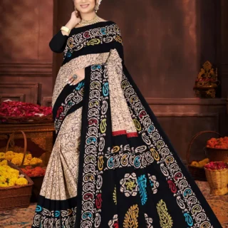8bpnt_1024.webp Black Batik Cotton Saree