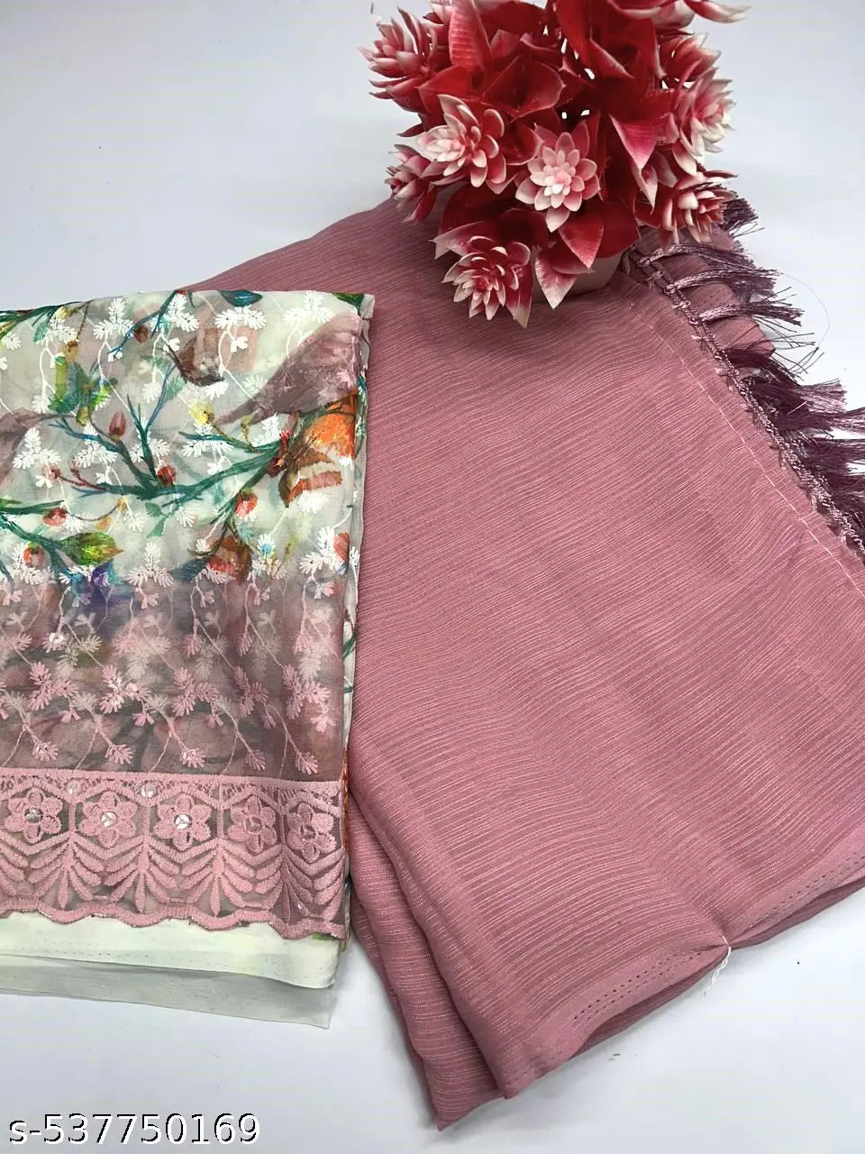 Bollywood Designer Saree: Digital Embroidered Blouse - Image 2